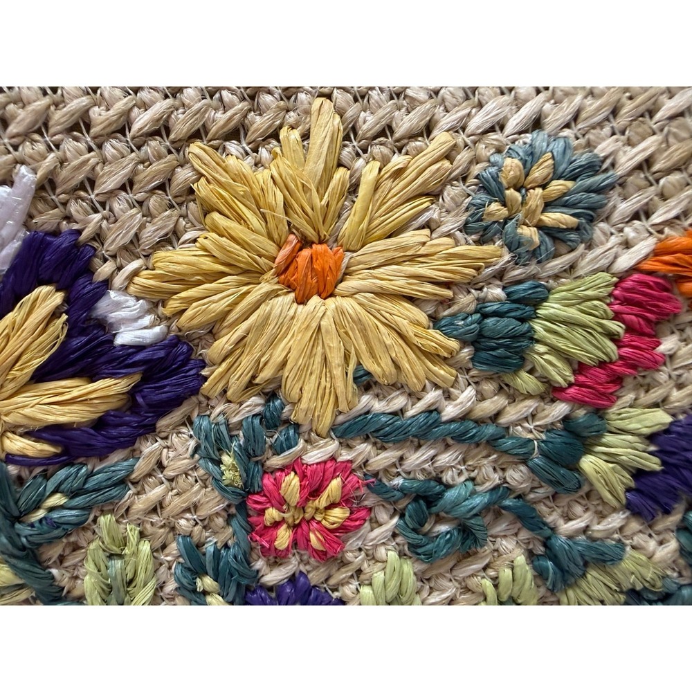 NWT BRAHMIN Le Jardin Collection Sandrine Straw Clutch - Natural w/Floral Accent - Picture 3 of 12